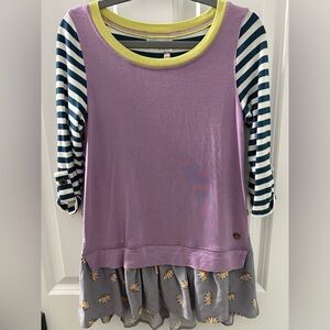 Matilda Jane 435 Lavender Top with Striped Sleeves Size 8